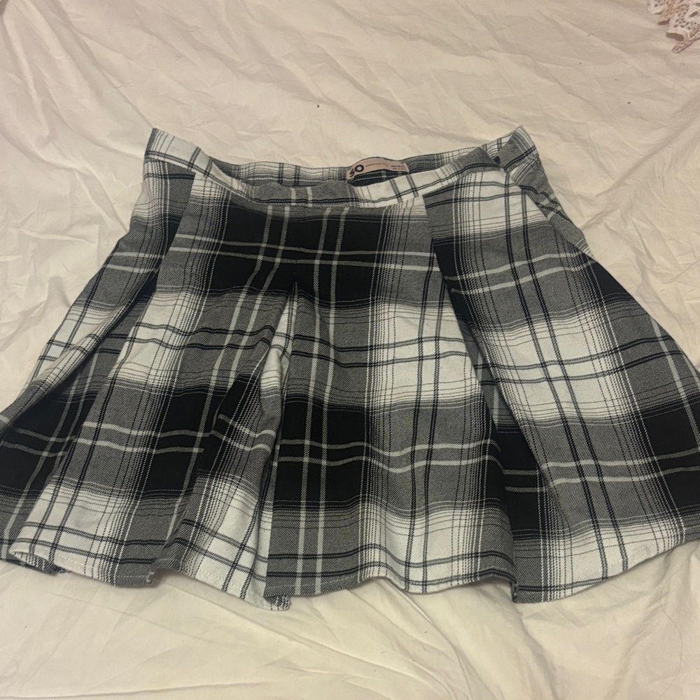 SO Black and White Plaid Skater Skirt